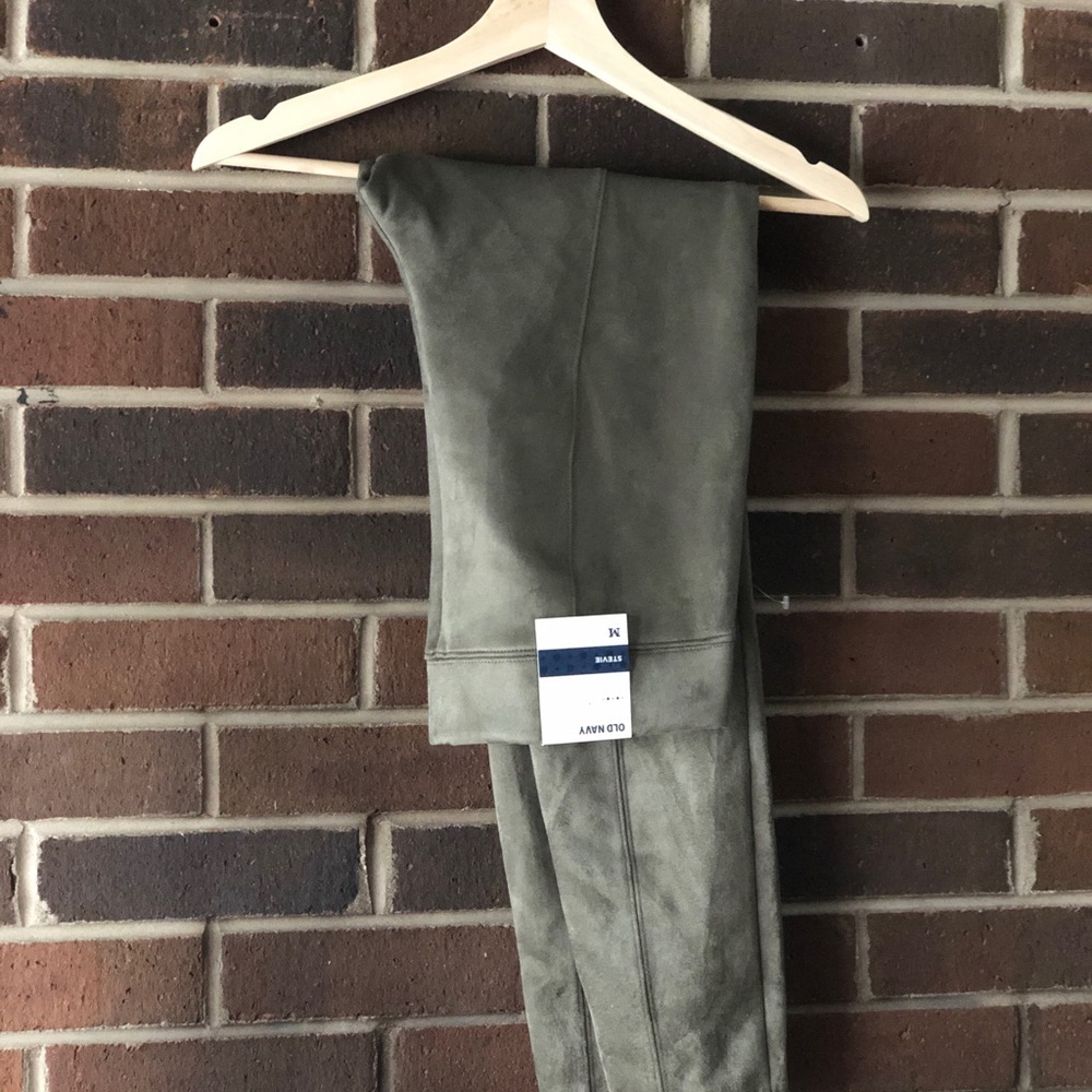 High top green suede legging pants